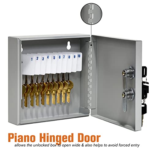 BankSupplies Fort Knox 10 Key Cabinet - Dual Lock Control Key Box - Welded 22 Gauge Steel Construction - Scratch Resistant - Write-On Key Tags for Easy Identification