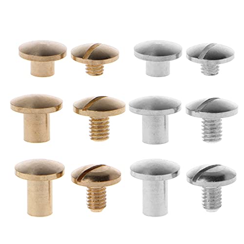 CekoCk 10Pcs Brass Chicago Screws Book Binding Post Screws Leather Crafts Assembling Bolts (Color : Gold, Size : 4mm)