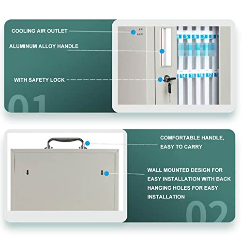 FENOKD 12/24/36/48/60 Cell Phones Storage Cabinet Pocket Chart Storage Locker Box, with Handle and Security Lock, for Classroom Office (Silver 12)，Silver-12