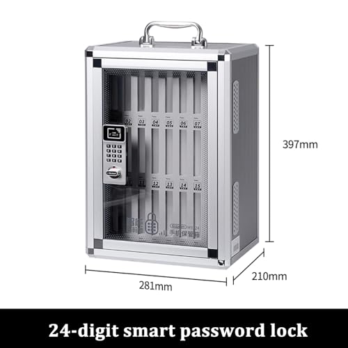 Classroom Office Cell Phone Locker Cabinet,12/24/36/48/60 Slot Aluminum Alloy Clear Pocket Chart Cell Phones Storage Cabinet,Wall-Mounted Mobile Phone Safe Deposit Box with Safety Lock & Handle