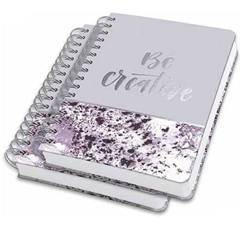 Sigel JN607 Spiral notebook premium A5, dotted, hardover, marble pattern, violet/White, 2 Pieces - Jolie