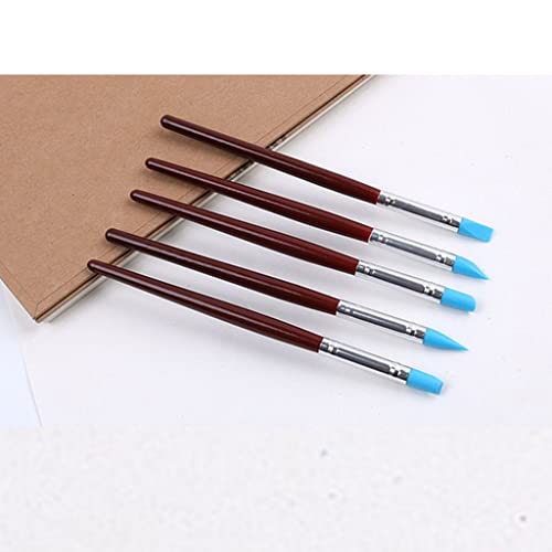 HBJWOV 5pcs Rubber Silicon Tip Paint Brushes for Watercolor Oil Painting Shaping Carving Tool Sculpture Clay Tools