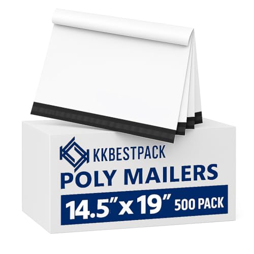 KKBESTPACK White Poly Mailers 14.5x19 in, Shipping Bags, 500 Pcs
