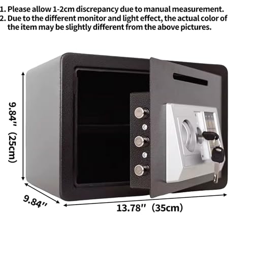 Small Home Safes Safe with Electronic Combination Lock and Emergency Key Water and Fireproof Money Safes for Documents Valuables With cash slot Cash Jewelry(Gold,13.78″x9.84″x9.84″)