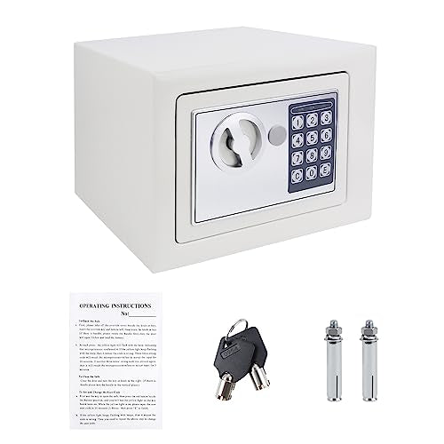 ntumLeap Safe Safebox Steel Digital Safe Box Small Value Safe with Two Keys/Digital Keypad for Home Business Office Hotel/Gray/4.6L Safe,White-4.6L