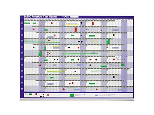 Sasco 12 Month Undated Magnetic A1 Wall Planner Kit with Magnetic Shapes and Date Strips (W855 x H630mm)