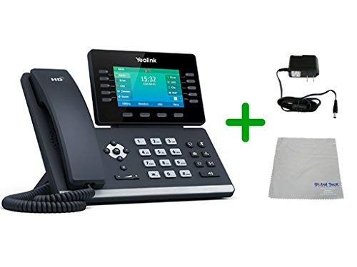 Yealink T54S SIP POE Office Phone Bundle with Power Supply and Microfiber Cloth - Requires VoIP Service, Compatible with Vonage, Ring Central, 8x8, or Cloud Services - #YEA-T54S (T54S Basic Bundle)