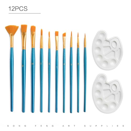 UOHLCX HBJWOV Painting Tools 12-Piece Set Oil Paintbrush Palette Fan Nylon Brush Graffiti Art Supplies