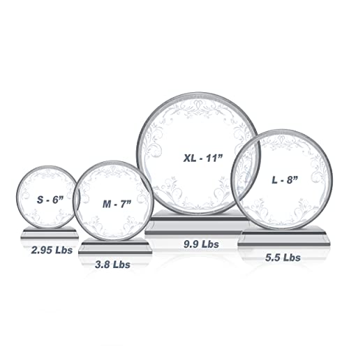 Diamond edge Extra-thick 6” Personalized Appreciation Gift Plaque for Happy Retirement Boss, Employee, Pastor, Pure K9 Crystal Clear Glass Circle Award with custom Name and Company LOGO (S - 6")