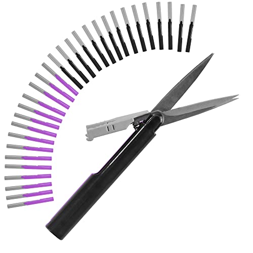JubileeYarn TSA Compliant Pen-Style Portable Travel Scissors - Purple & Charcoal - 15 Scissors Each