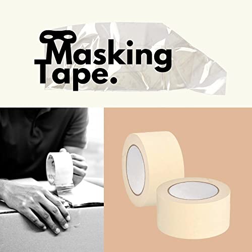 SHIELD TAPE Masking Tape, 3 Inch x 60 Yards, 16 Pack, 4.9 Mil, Easy Tear Design for Painting, Arts and Crafts