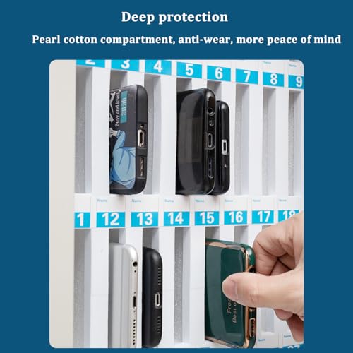 Aluminum Alloy Pocket Chart Cell Phones Storage Cabinet, Wall Mounted Cell Phones Storage Clear Cell Phone Locker Box with Door Locks，Mobile Phone Safe Storage Cabinet，for Office Classroom Gym