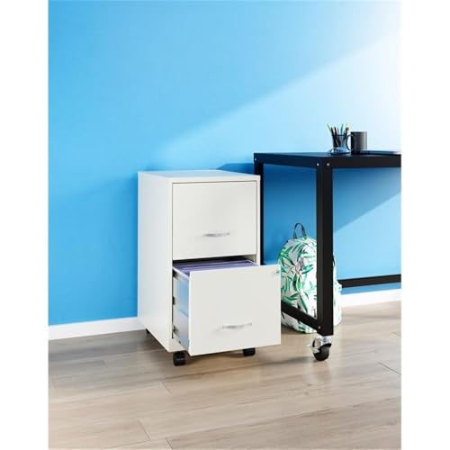 Home Square 2 Drawer Mobile Filing Cabinet Set in Pearl White (Set of 2)