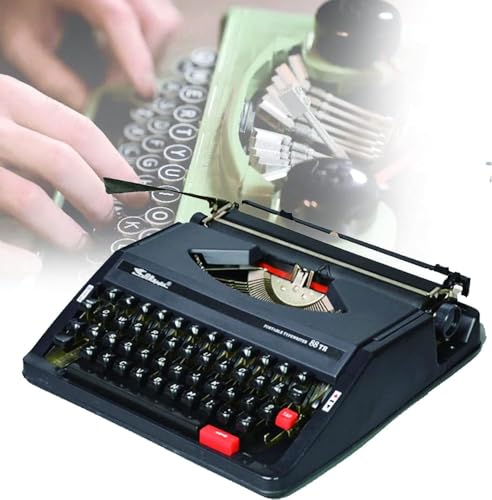 RKUVPAE Vintage Typewriter,English Typewriter, Normal Use Vintage Typewriter,English Typewriter,1980 Classic Nostalgia Portable Retro Manual Typewriter(Color:Black)