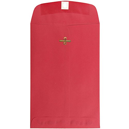 JAM PAPER 6 x 9 Open End Catalog Colored Envelopes with Clasp Closure - Red Recycled - Bulk 250/Box