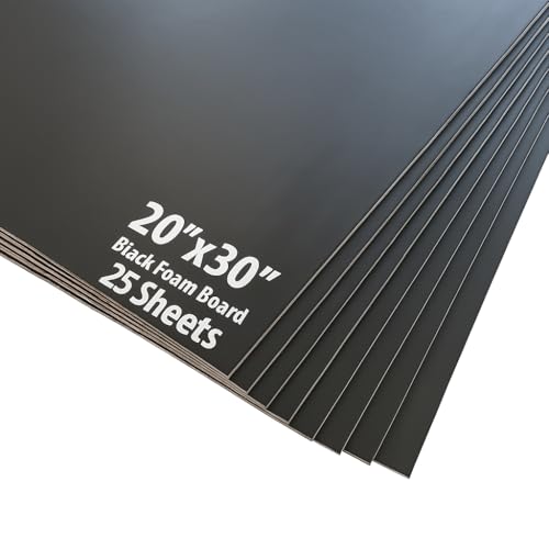 Flipside Products Black Foam Board 20" x 30" - Premium Single-Sided with White Core - 3/16" Thick - Arts and Crafts, Presentations, Signboards, Backing Board, Display, Pack of 25