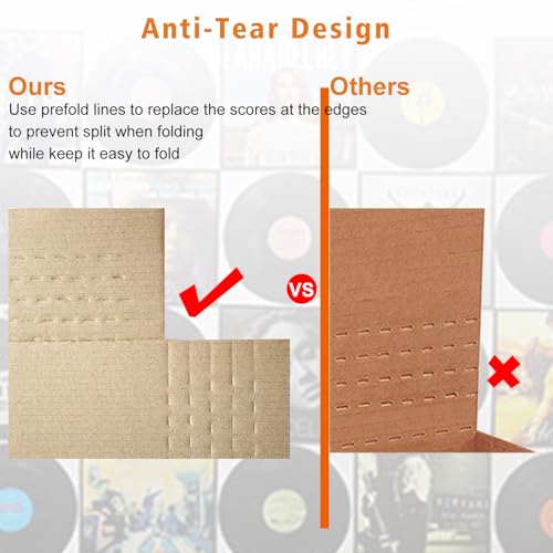 CH-BOX 100 Pack Vinyl Record Shipping Mailing Box Mailers for 12-inch Lp Album, 12.5" x 12.5" x 2", Height Adjustable Cardboard, White (EM1212-100)