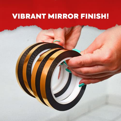 MAT Metalized Polyester Mylar Film Tape, Black - 2 inch x 72 yds. Decor Tape for Detailing Accent Wall, Graphic Arts, Car and Boat Trim - Vibrant Mirror Like Finish
