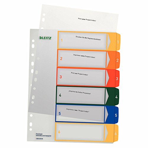 Leitz 12920000 Pieces of Removable Dividers (Polypropylene, 1-6, A4) Multi-Coloured