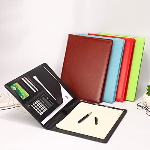 Padfolio Organizer Binder,portfolio, A4 Padfolio Portfolio Business PU Leather Notepad Folder for Resumes Interviews Executive Binder for Women Men with Calculator Writing Pad Conference Folder(Red,12