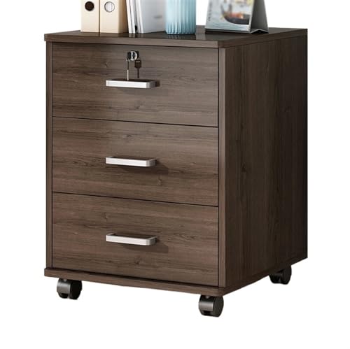 Cabinet File Cabinet Office File Cabinet, Solid Color 3 Drawer Wood Storage Cabinet, Lockable Filing Cabinet, Storage Wheel, Arch Sliding Small Side Cabinet