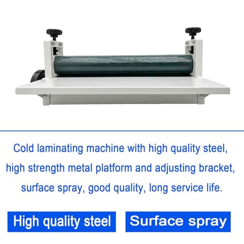 BEILOCKERY 25in(635mm) Manual Cold Laminating Machine with Soft Rubber Roller,All Metal Frame Laminator with Fold-up Table, Adjustable Roller Position, for Cold Mounting Photos