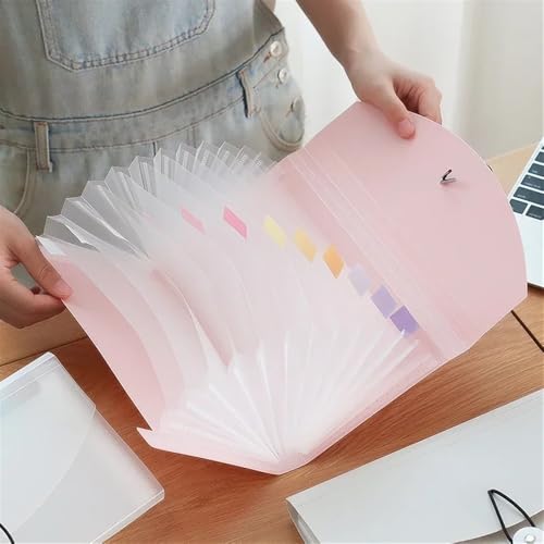 Filing Envelopes 13 Pockets Card Ticket Holder Organizer Office Supplies B6 PP File Folder Document Bag Receipt File Expanding Wallet Bill Folder Plastic Folders(Gris)