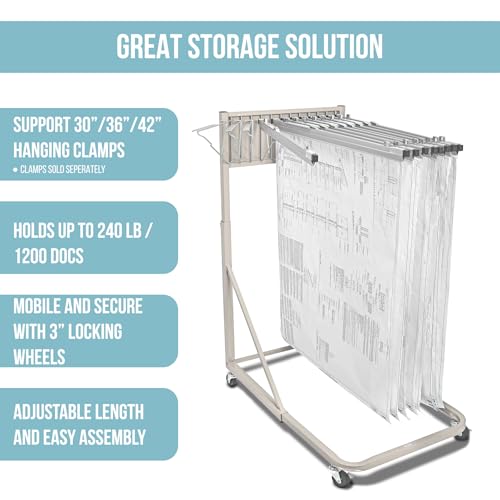 Adir Mobile Blueprint Holder – Construction Plan Rack, Map Organizer, Blueprint Rack, and Poster Display Rack for Jobsite and Office (Without Blueprint Clamps)