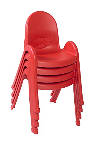 Angeles Value Stack 13" Child Chair, Candy Apple Red, 4 Pack, Stackable Ergonomic Seating Solution for Classrooms and Homeschools