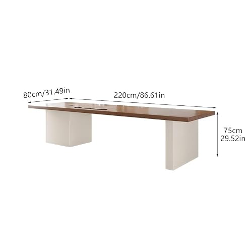 Home Office Desks Minimalist Solid Wood Small Boss Office Desk, Modern Young Manager's Office Single Desk, White Table Legs Furniture, Suitable For Work And Study Computer Table Desk(220x80x75cm)