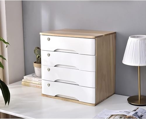Drawer Organizers Desktop Storage Box with Drawers, with Lockable Drawers Desktop Storage Box, Office Supplies A4 File Organizer(Color:E)