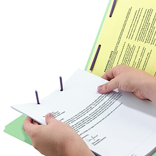 Smead End Tab Pressboard Fastener File Folder with SafeSHIELD, 2, 25 Mm Expansion, Letter Size, Gray, Green, 25 Count, 34705