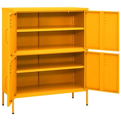 ZQQLVOO 【Priority Shipping】 Metal Lockers, Storage Boxes, Shoes and Composite Steel Lockers with Card Slots for Office, Home, Bank, School, Gym Storage Cabinet Mustard Yellow 31.5"x13.8"x40" Steel