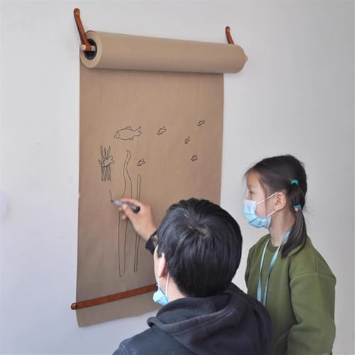 LLurAQE LNNW Kraft Paper Dispenser Hanging Art Paper Roll Dispenser, Farmhouse Decoration Kraft Paper Holder Keep Schedules Lists Reminders Messages Drawing(Wide 22.8inch/58cm)