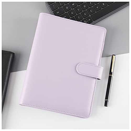 MJNHBGX A6 Ring Binder A5 Pu Leather 6 Ring Binder Notebooks Planner Covers Pink Cute Macaron Journal Note Agenda Diary Book Office and School Supplies A6 Binder，Purple Only Cover-China
