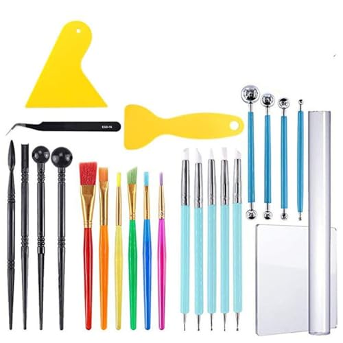 UOHLCX Clay Tools 24-piece Acrylic Plate Rod Indentation Point Drill Pen Pellet Polymer