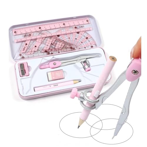 HYffUUOP Compass Geometry Tool 8-piece Mathematical Geometry Kit Student Drawing Compass Set Compass and Ruler Tool Set with Storage Box