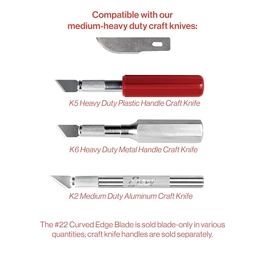 Excel Blades #22 100-Pack Curved Blades, Fits Xacto Knife, Carbon Steel