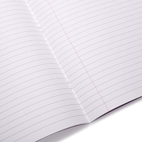 Rhino A5+ Exercise Books, 80 Page / 8mm Lined with Margin Paper Notebook, 10 Pack, 9 x 7 Writing Book, Office & School Stationery Supplies, Grey