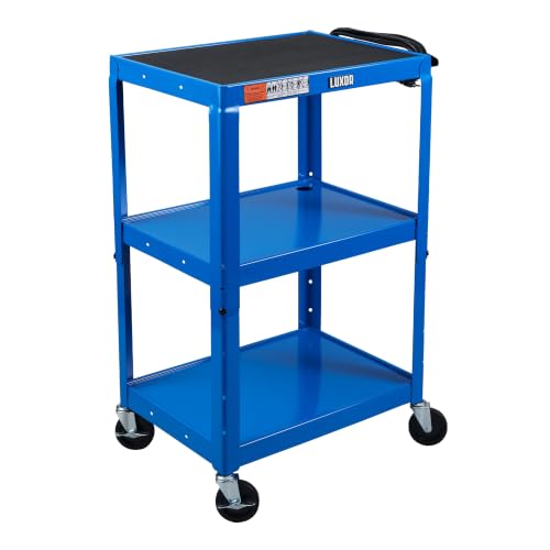 LUXOR UCMT1-RB Adjustable-Height Steel Utility Cart - Royal Blue