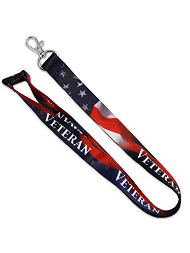 PinMart Veteran Military Patriotic American Flag Lanyard w/Safety Release - 25 Pack