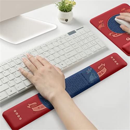 QERTYHJK Pad Wrist Rest Memory Foam Cushion Set Computer Office Red Keyboard Hand