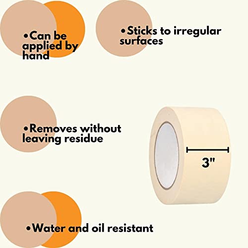 SHIELD TAPE Masking Tape, 3 Inch x 60 Yards, 16 Pack, 4.9 Mil, Easy Tear Design for Painting, Arts and Crafts