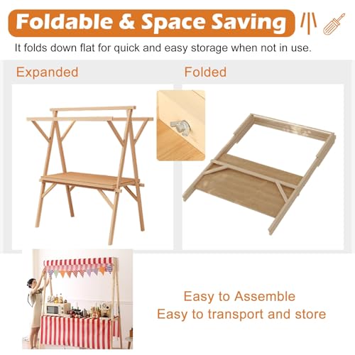 Market Booth Display Cart with Awning, Rolling Ceiling Stand Vendor Cart for Street Event/Trade Show, Wooden Outdoor Retail Booth, Customizable Color(B,150x60CM(59x23.6in))