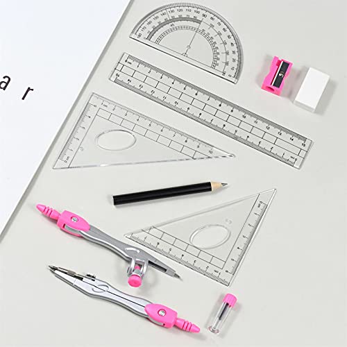 TXGJWRA Compasses Math Geometry Kit - 10 Pieces Per Set Student Compasses Geometric Set High Precision Professional Metal School Compass Drawing Set Measuring Tools,Color Orange (Color Blue)