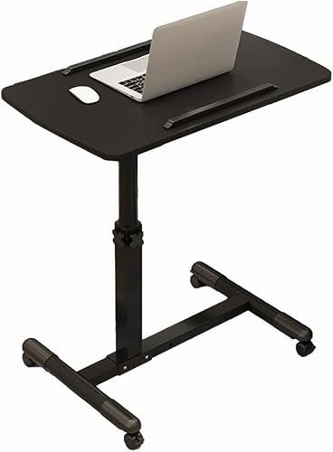 ELEFOCUS Portable Standing Desk Adjustable Height Mobile Laptop Sit-Stand Cart Angle Rolling Over Bed Folding Table with Wheels (Color:D)