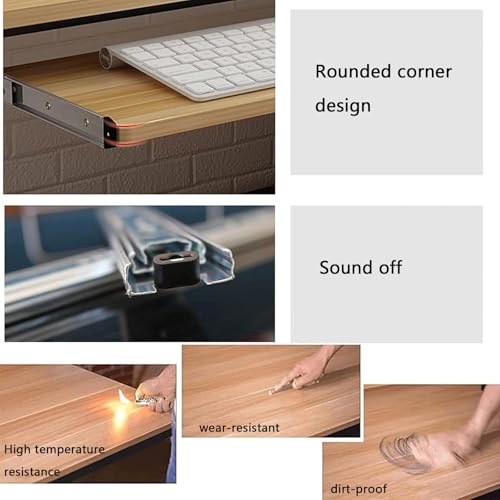 XCIVONTEX Furniture Universal Keyboard Shelf, Platform Drawer for Typing with Smooth Glide Handle Out Computer Drawer for Typing, for Typing Home Office Desk(Teak,60x27cm)