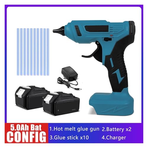 LIBODD Hot Glue Gun Handmade Wireless Hot Melt Glue Gun Rechargeable Hot Melt Glue Gun Electric Glue Gun Household Hot Melt Stick Adhesive for DIY Arts, Crafts and Quick Repairs(2x5.0Ah Battery)