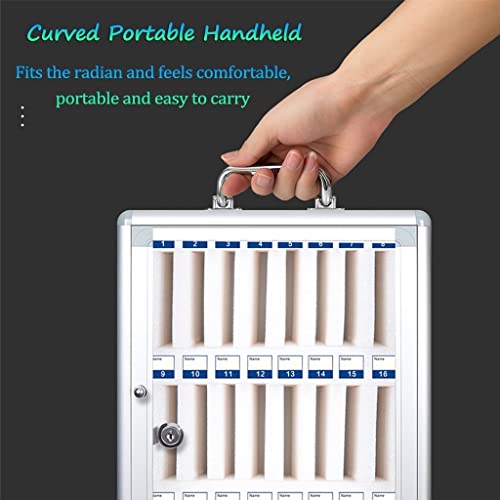 Aluminum Alloy Clear Cell Phones Storage Cabinet, Pocket Chart Locker Box, with Handle Storage Locker Box, for Office Classroom (Color : Silver, Size : 48)