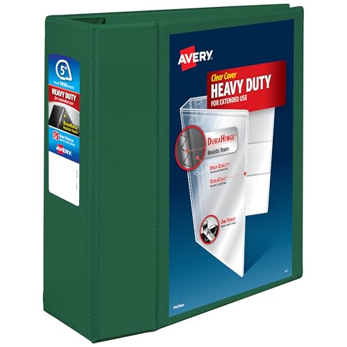 Avery® Heavy-Duty 3 Ring Binder, 5" EZD® Rings, 1 Green Binder